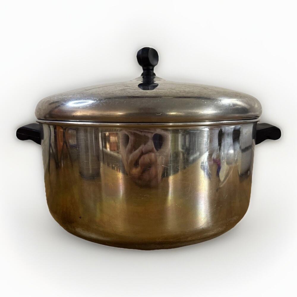 Vintage Farberware 6 Qt Stock Pot Lid Bronx NY USA Stainless Steel Aluminum Clad